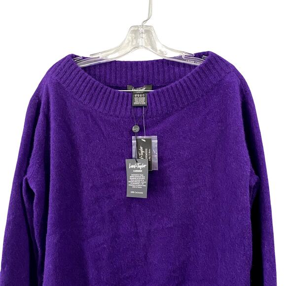 NWT Lord & Taylor Purple 100% Cashmere Pullover Sweater Size M - Picture 2 of 11